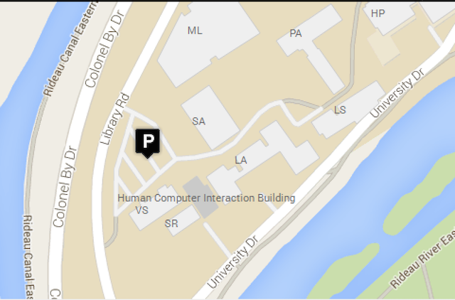 Carleton Campus map showing HCI building highlighted